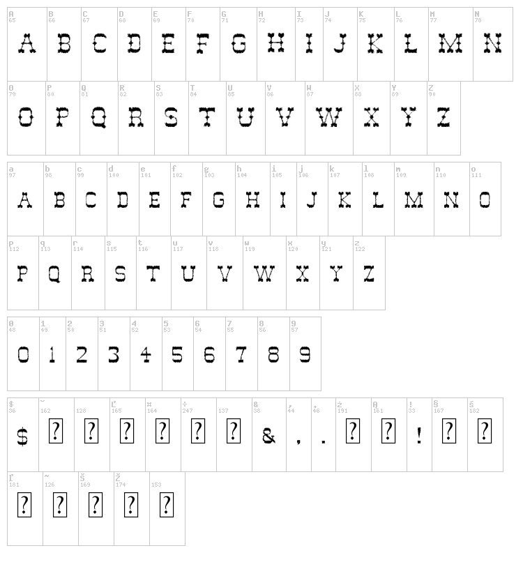 Ghost Of The Wild West font map